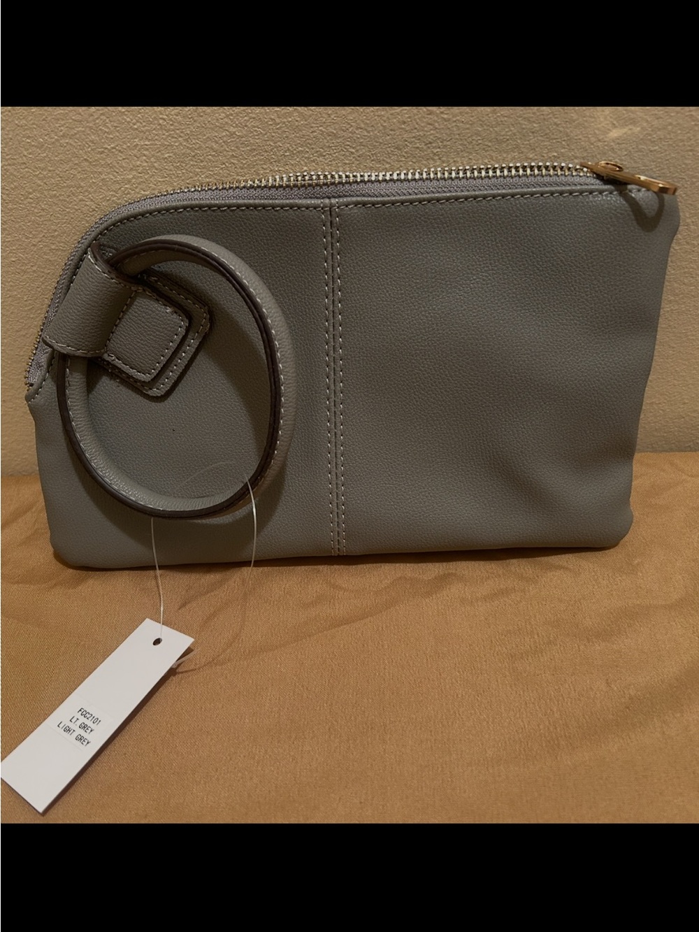 Gray Wristlet Clutch with Wrist Strap